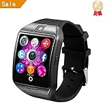 INDI Q18 Smart Watch Bluetooth Smartwatch mit Kamera SIM Slot TF Karte Smart Uhren für Android für Männer Handys Samsung LG Sony HTC Google Pixel Telefon (Schwarz)