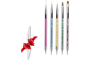 MILAI 5 PCS Pinceaux à Ongles Stylos Dotting Dessin Pinceau Nail Art Ongles et Pinceaux de Nail Art Pinceaux en Détail à Ongles Ensemble Vernis à Ongles en Acrylique UV Gel 3D pour DIY Nail Art Designs