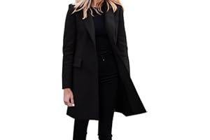 L9WEI Blazer long pour femme élégant veste de costume ouverte mode cardigan surdimensionné blazer femmes hiver tempérament mode cardigan stretch basique boutons blazer veste de transition
