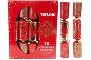 Toyland® 10 Deluxe Oro e Rosso - Cappelli, Temi e Regalo Originale Inclusi - Bottone Automatico Non Incluso - Decorazione da Tavola