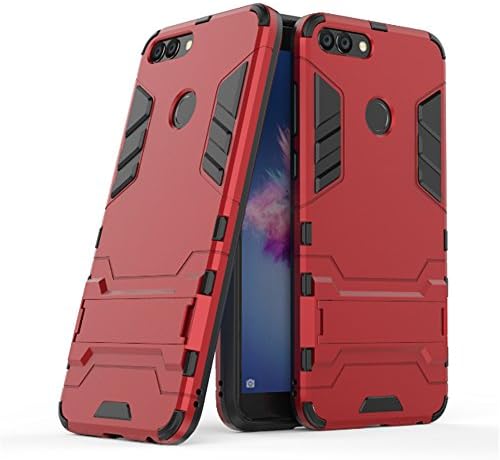 Huawei P smart case,Stylish cover GOGME [Tough Armor Series]Rugged TPU/PC Hybrid Armor, Anti-Scratch PC back panel + Shockproof TPU bumper+Foldable holder,Ultra-thin phone shell for Huawei P smart. red