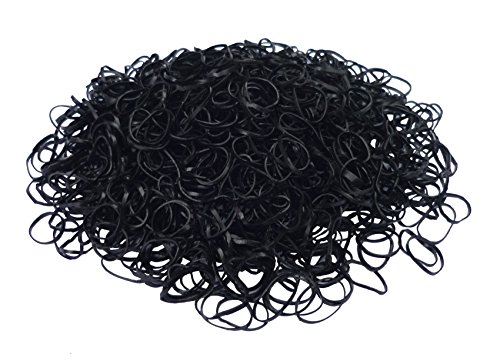 Clear Pouch of approx 600 Small Mini Hair Elastics Rubber Braiding Bands for Dreads Cornrows Braiding (Black)