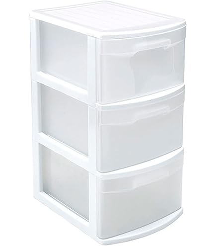 Cassettiera Impilabile 14L X 3 - Organizzatore Plastica Bianco Per Ufficio O Casa, Facile Da Pulire - Foto 7