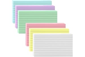 DDSHUN Revision Cards 300Pcs Flash Card Paper 12.7 * 7.6cm Index Cards Assorted Colours Record Cards Ruled Index Flashcards for Revision for Office School Learning Notecards Memo