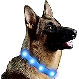 Lalawow LED Hundehalsband USB Wiederaufladbare FREIE Größe 3 Modi Völlig Wasserdicht (Blau)