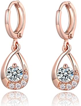 MASOP Damen Ohrringe Weißgold / Rosegold Ohrhänger Klappbügel Ohrschmuck für Alltag Weiß Rund Zirkonia Swarovski...
