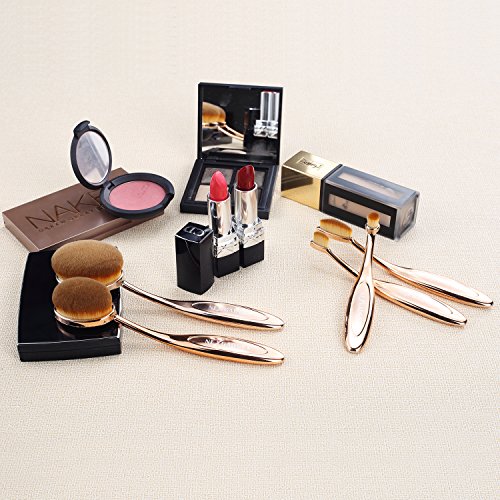 Nexgadget Make Up soft Pinsel Set 10 Stück Kosmetik Pinsel extra weiche und dichte Fasern Premium Schminkbürsten Face Powder Abdeckstift Foundation Creme Eyeliner Lip Rouge Bürste Kosmetik Oval Curve Bürsten-Satz - 5