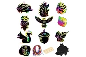 MONCAP 40Pcs Art à Gratter sur Le Thème de l'Automne Carte a Gratter pour Enfant Scratch Art Paper pour Automne Carte à Gratter Arc-en-Ciel pour Parents-Enfants Bricolage Activités Cadeau de Peinture