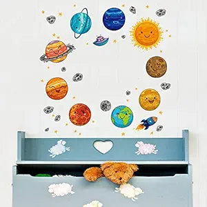 Gadgets Wrap Cartoon Universe Planet Wall Sticker Kids Rooms Study Rooms Bedroom Decorations Wallpaper Mural Home Art Decals Nursery Sticker