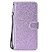 Produktbild Edaroo Lila PU Lederhülle Für Samsung Galaxy A8 2018, Luxus Bling Diamant Glänzend Glitzer Strass Magnetverschluss Ledertasche Klapphülle Brieftasche Schutzhülle für Samsung Galaxy A8 2018