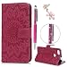 Produktbild Huawei P9 Lite Mini / Huawei Y6 Pro 2017 Hülle, Filp PU Leder Wallet Case Tasche Flipcase : Bookstyle Sonnenblume Handyhülle mit Soft TPU Innere Schutzhülle in Rose Rot + Stylus Pen + Anti Dust Plug