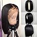 Price comparison product image Riya Brazilian Virgin Human Hair 13x6 Lace Front Wigs Middle Part Straight Short Bob Hair Wigs with Baby Hair Pre Plucked for Black Women 150% Density (12inch, Natural Black)