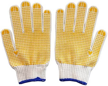 Lanchs Color Plastic Point Protective Gloves Labor Insurance Outdoor Operations Apply Heavy Processing Operations Cotton Yarn Wear Gloves 5 Pairs Per Pack