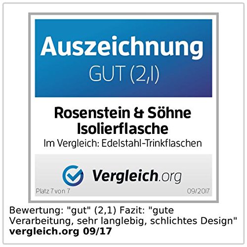 Rosenstein & Söhne Doppelwandige Vakuum-Isolierflasche aus Edelstahl, 1,0 Liter - 2