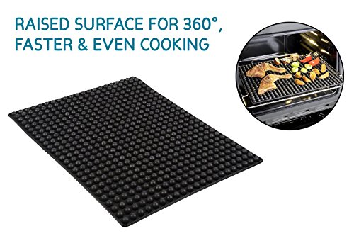 pukkaware Antihaft-Backmatte | Silikon Blatt für gesundes Kochen, BBQ Grillen, Ofen & Mikrowelle | für Cookies, Macarons, Gebäck, Speck, & mehr | hitzebeständig bis 500 °F (260 °C) | leicht zu reinigen & Store | europe-approved Hochwertigen Lebensmittel Silikon (LFGB konform), schwarz, 39.7 x 31 x 0.8 (cm) / 15.6 x 12.2 x 0.3″ - 3