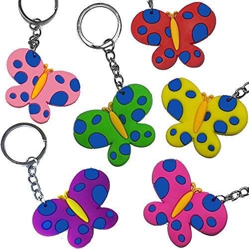 German Trendseller® - 12 x Schmetterlinge mit Anhänger ┃ Kindergeburtstag ┃ Mitgebsel ┃ Glücksanhänger ┃ 12 Stück