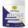 Muscle Asylum Bcaa Powder – 0g Sugar Pre/Post & Intra Workout Muscle Recovery Drink with Amino Acids (Orange Mango) - 3g of BCAAs With Nootropics Matrix for Men & Women – (25 Servings)