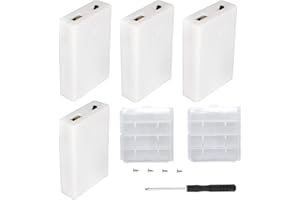 VISSQH 4 pezzi 4 x 1.5V AA portabatterie,6V AA Batteria Holder Box,Portabatterie in Plastica con Costruito in Presa USB Femmina e Interruttore On/Off e Coperchio
