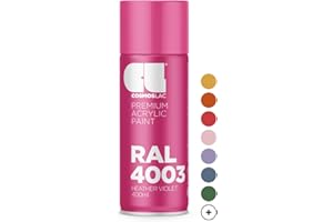 CL COSMOS LAC Bomboletta spray acrilica in molte tonalità RAL – Bomboletta spray da 400 ml perfetta per fai da te, Upcycling e altri lavori di verniciatura (RAL 4003 – Erikaviolett)
