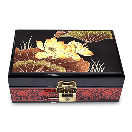 spécifications ZHAO ZHANQIANG Motif Floral de boîte à Bijoux d'artisanat de Laque Ancienne, Meubles et Cadeaux orientaux Chinois (Couleur : Noir)