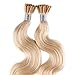 Beauty7 100S I-tip Real Remy Human Hair Extension Stick Body Wave Hair Extension #60 platinum blonde 1g/strand 20 inches