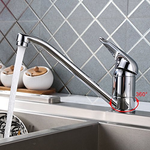 Homelody Chrom Wasserhahn Küche Niederdruck Armatur Küchearmatur Spüle Mischbatterie Einhebelmischer Spültischarmatur Waschtischarmatur - 3