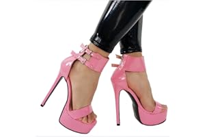 SPONYBORTY Unisex herr dam rosa ankelrem höga klackar stilett plattform sandaler sexig strippare klubb poldans klackar bröllopsfest klädskor stor storlek hög/H/41EU