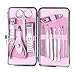 niceEshop(TM) 12pcs Beautiful Floral Print Stainless Steel Manicure Pedicure Set,Pink
