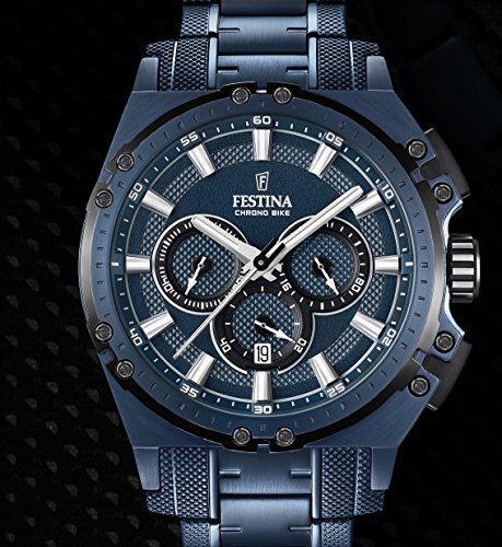 Festina CHRONO BIKE SPECIAL EDITION 2016 Men's Quartz Watch with Blue Dial Chronograph Display and Blue Stainless Steel Plated Bracelet F16973/1