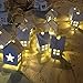 Produktbild zreal Weihnachtsgirlande mit Schachtel aus Holz Haus-Form aus Holz Herz Hohl 10 Lampen LED für der Partyzubehör Dekoration Hochzeit