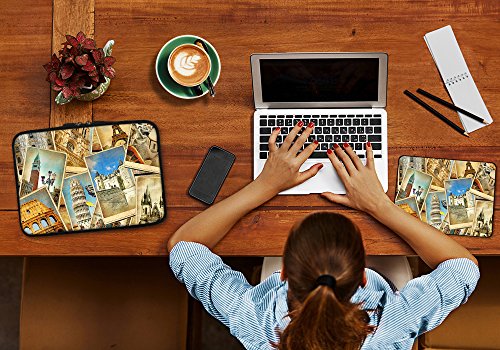 PEDEA Design Schutzhülle Notebook Tasche bis 17,3 Zoll (43,9cm) mit Design Mauspad, Vintage Travel - 7