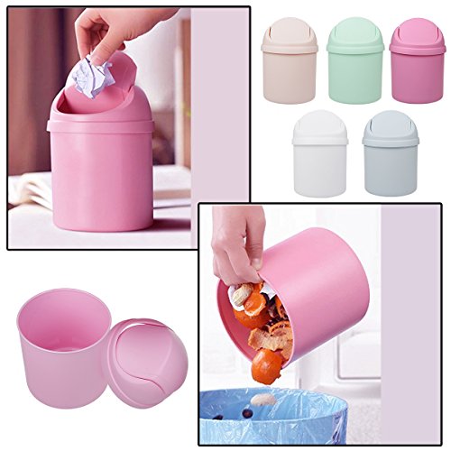 xhorizon TM Mini Plastik-Mülleimer für Tischplatte, Kleiner Abfalleimer mit einem Schwingdeckel - 4