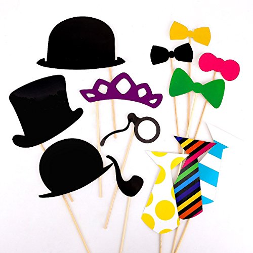 Ciaoed Photo Booth Props aus Holz A Stock auf, Foto Fotoautomat Props für Weihnachten Hochzeit Geburtstag Party -58pcs - 5
