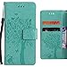 Price comparison product image For Microsoft Lumia 640 LTE Case, Ougger Lucky Leaf Printing Flip Wallet Cover Premium Leather Case Bumper Card Slot Pouch Magnetic Holster Stand-View Function (Green)