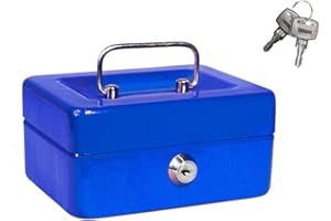 VETRINE IN RETE Vetrineinrete® Cassetta portavalori cassaforte di sicurezza in metallo con scomparto e divisori portamonete doppia chiave (15 x 12 x 8 cm) M45