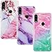Produktbild CLM-Tech Hülle 3X kompatibel mit Xiaomi Redmi Note 7, TPU Silikon-Hülle Case Schutzhülle Handyhülle 3er Set, Marmor pink lila türkis