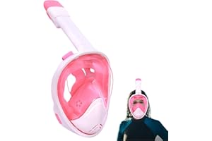 Wsobue Máscara de Buceo, Gafas Snorkel 180° Panorámica Vista Anti-Niebla Apoyo Camara Deportiva, Anti-Fugas Máscara de Snorkel para Adultos y niños