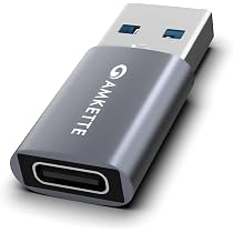 Amkette USB 3.0 Type-C Female to USB-A Male OTG Adapter | 5Gbps High-Speed Data Transfer | 15W Fast Charging | Compact, Porta