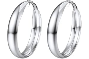PROSTEEL Créole Femme en Acier Inoxydable Boucle d'Oreille Femme Anneaux Epaixs de 40/60mm, Hoop Earrings