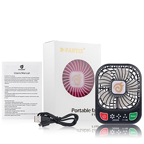 D-FantiX 4-Zoll-Portable Fan 3 Speeds Mini USB-Lüfter mit LED-Licht (Schwarz) - 6