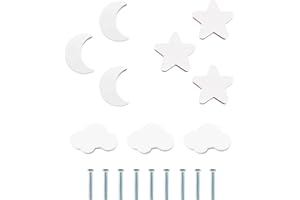 MHwan tiradores cajones, 9 piezas goma blanda anticolisión tiradores cocina, estrellas, luna y nubes pomos y tiradores infantiles, para garantizar la seguridad del bebé (Blanco)