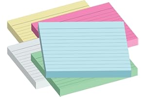 STEFMARY Flash Revision Record Index Cards - 500 Pieces A6 Size 150 GSM High Grade Paper 100 Sheets Each Colour Lined 5 Coloured Cue Card for Learning Office School and Study