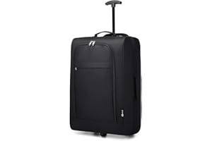 Kono leicht kabinentrolley Handgepäck Koffer Softcase Kleiner Koffer für Flugzeug Handgepäck für Lufthansa Eurowings Ryanair Rollkoffer Trolley Stoffkoffer 53 x 36 x 18 cm(Schwarz)