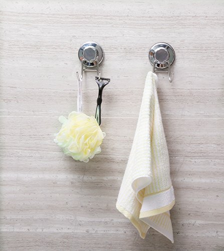 SANNO Dusche-Halter-Haken mit Saugen-Pokal Schwere Aufgabe 304 Badezimmer Des rostfreien Stahls und Küchenlagerungsorganisator-Aufhänger für Bad-Robe, Loofah, Handtuch, Mantel, Toilettenzusätze (2pcs) - 5
