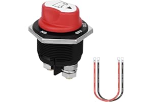 Jtron Battery Switch Isolator Switch Motorcycle 200A On/Off Cover Removable Battery Switch 12V Mini with 6awg Cable 50 cm for Marine Boat Caravan Car Vehicles (200A)
