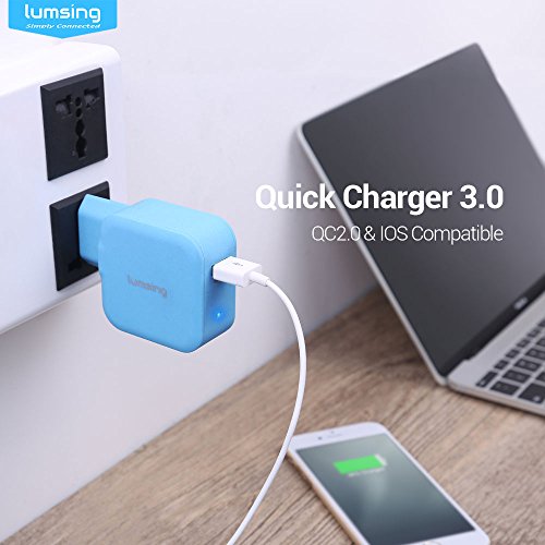 Lusimg USB Ladegerät QC 3.0 18W Ladeadapter Charger für iPhone 7 / 7 Plus / 6S / 6 Plus / iPad / iPod / Samsung Galaxy / HTC und Smartphone Tablet Blau - 5