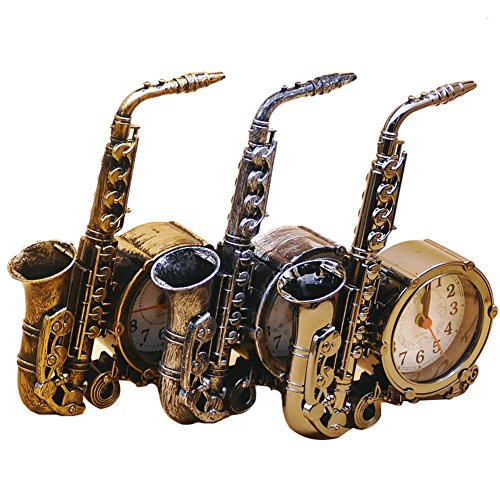 Little Finger Fashionable Ornaments Retro Saxophone Desk Table Alarm Clock Home Office Decor Music Enthusiast Gift - Random Color