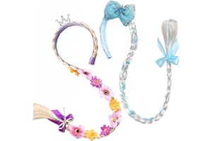 NIUMOWANG Peluca Trenza Princesa, 2 Piezas Diadema, Accesorio para Princesa Rapunzel, Pelucas Niña, Fiesta Cumpleaños Cosplay (F)