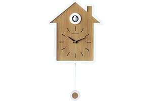 SHISEDECO Modern Cucu Wall Clock Striking Small Cute Bird, Natural Bird Voices or Cuckoo Call, Simple Fashion Wood Creative Pendulum Clocks, Unique Home Decoration for Living Room, Kitchen. (White)