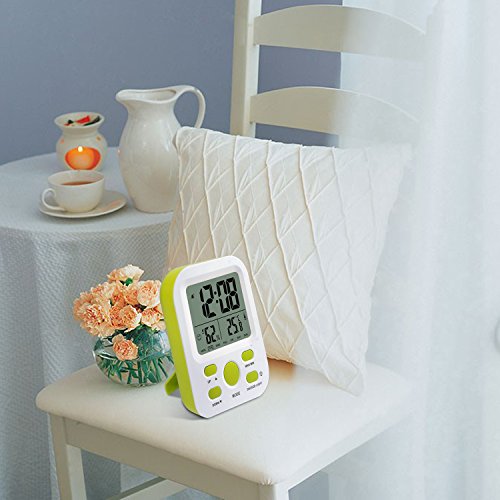 Digital Wecker wiederaufladbar, SSA Kleine Schreibtischuhr mit Temperatur, Feuchtigkeit, Woche 12 / 24h Display, Snooze, Reiseuhren für Teens, Kinder (Stand) - 7